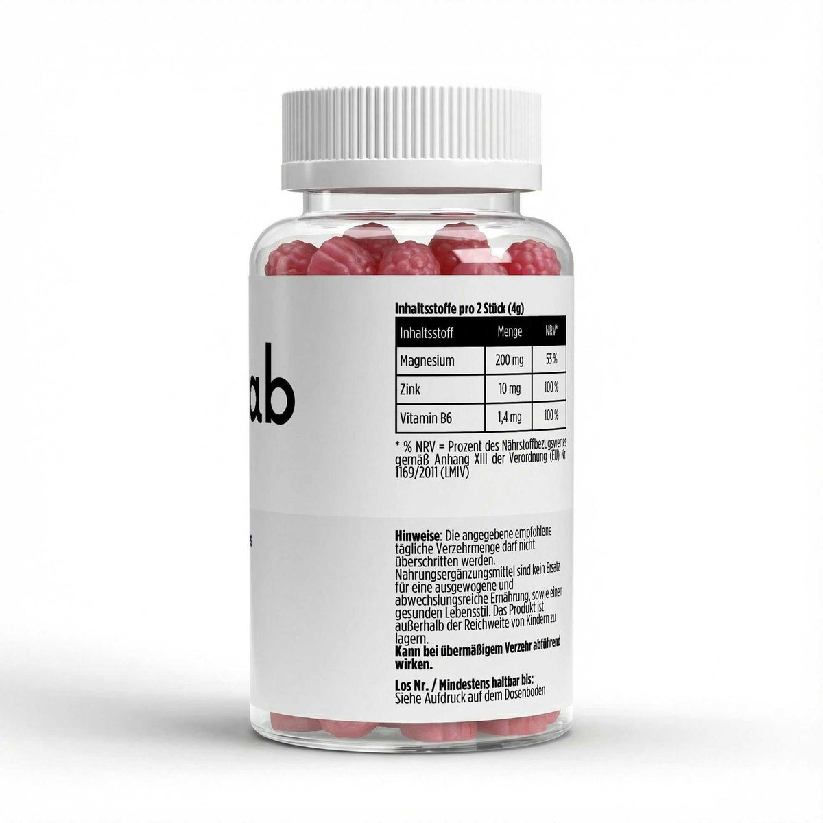 Vegane Magnesium Zink B6 Fruchtgummis von elmntlab, 60er Packung