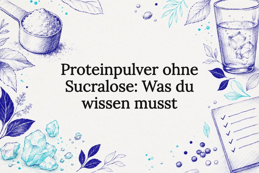 Dekorative Titelkarte für Proteinpulver ohne Sucralose