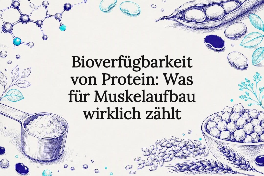 Skizzenhafte Titelseite zur Protein-Bioverfügbarkeit