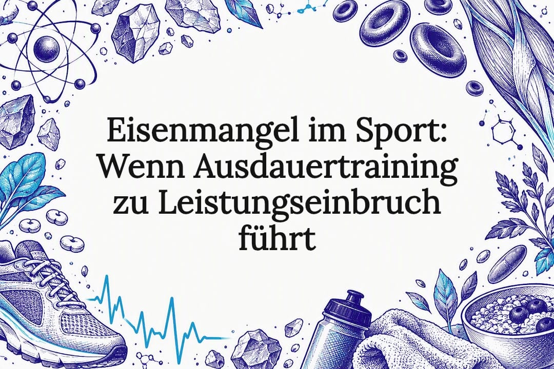Illustrierte Titelseite zum Thema Eisenmangel im Sport