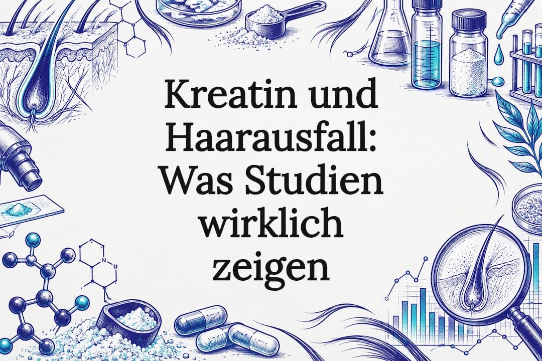 Dekorative Studienillustration zu Kreatin und Haaren