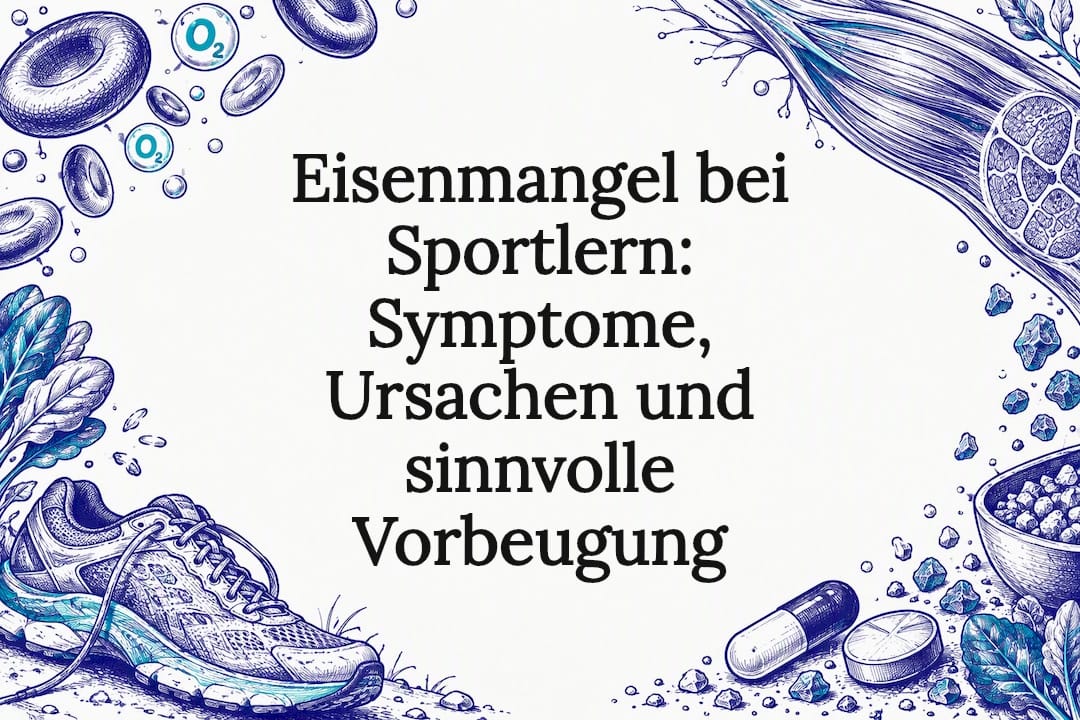 Skizzenhafte Titelkarte zum Thema Eisenmangel im Sport