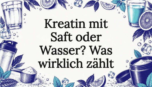 Skizzierte Gläser und ein Kreatinscoop als Titelbild