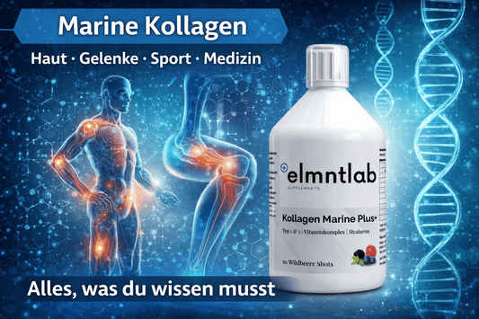 Kollagen Marine Plus+ von elmntlab – Marine Kollagen Shots mit Hyaluron und Vitaminkomplex für Haut, Gelenke und Regeneration
