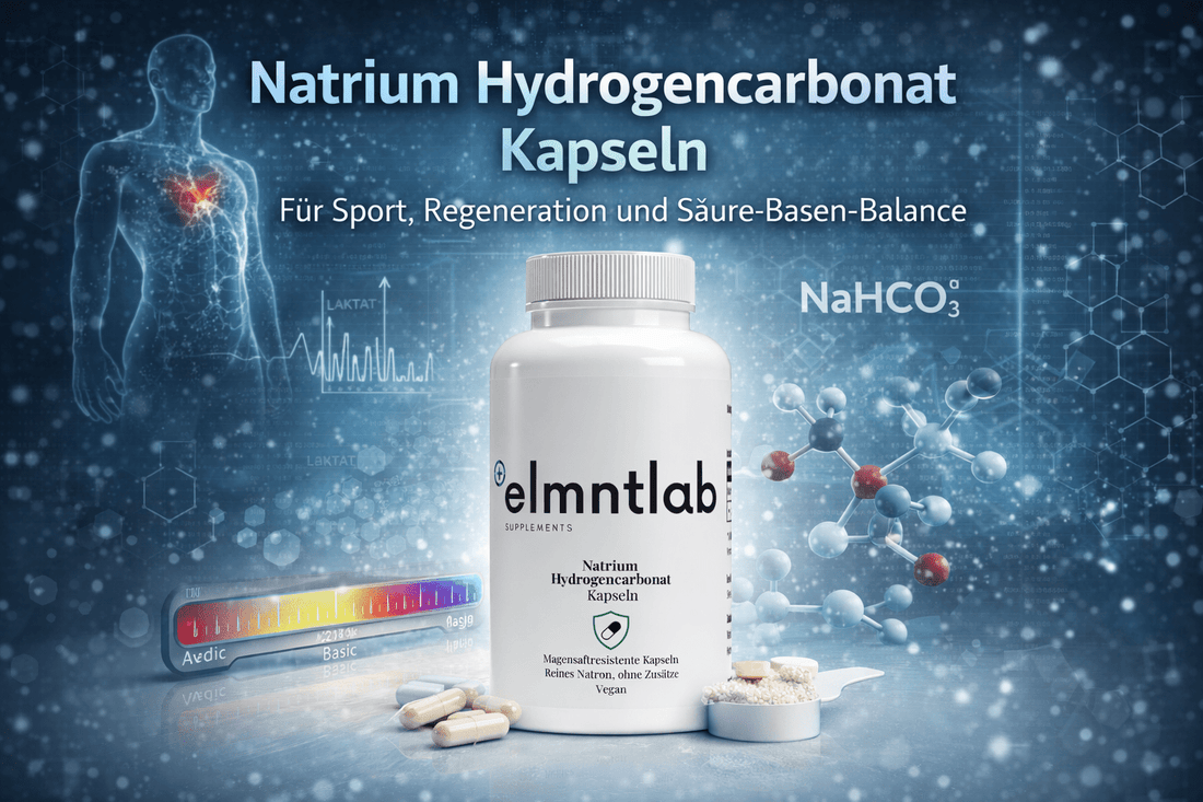Natriumhydrogencarbonat Kapseln von elmntlab – reines NaHCO₃ in magensaftresistenten veganen Kapseln für Laktatpufferung und sportliche Performance