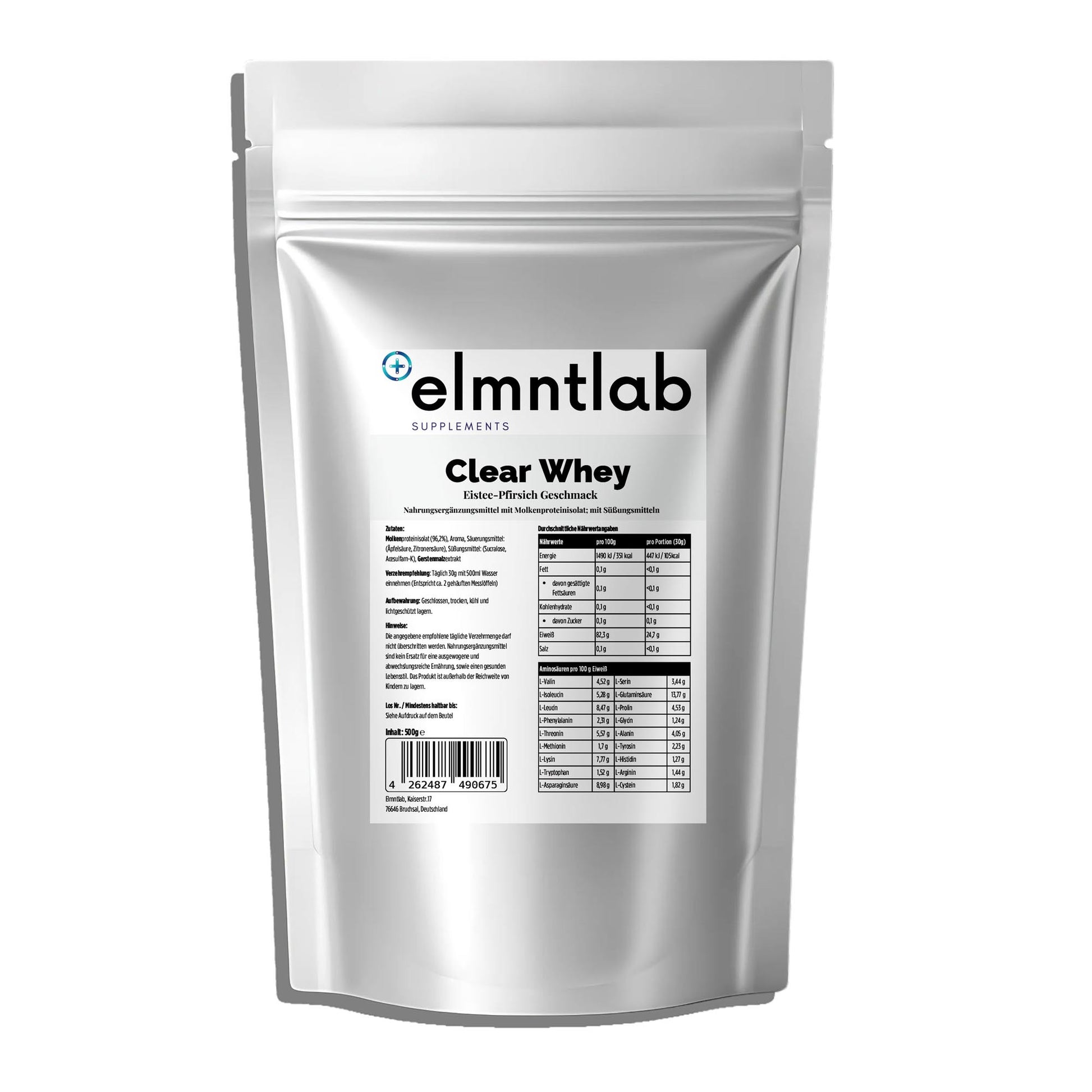 Clear Whey Protein Eistee Pfirsich 500g Dose erfrischend