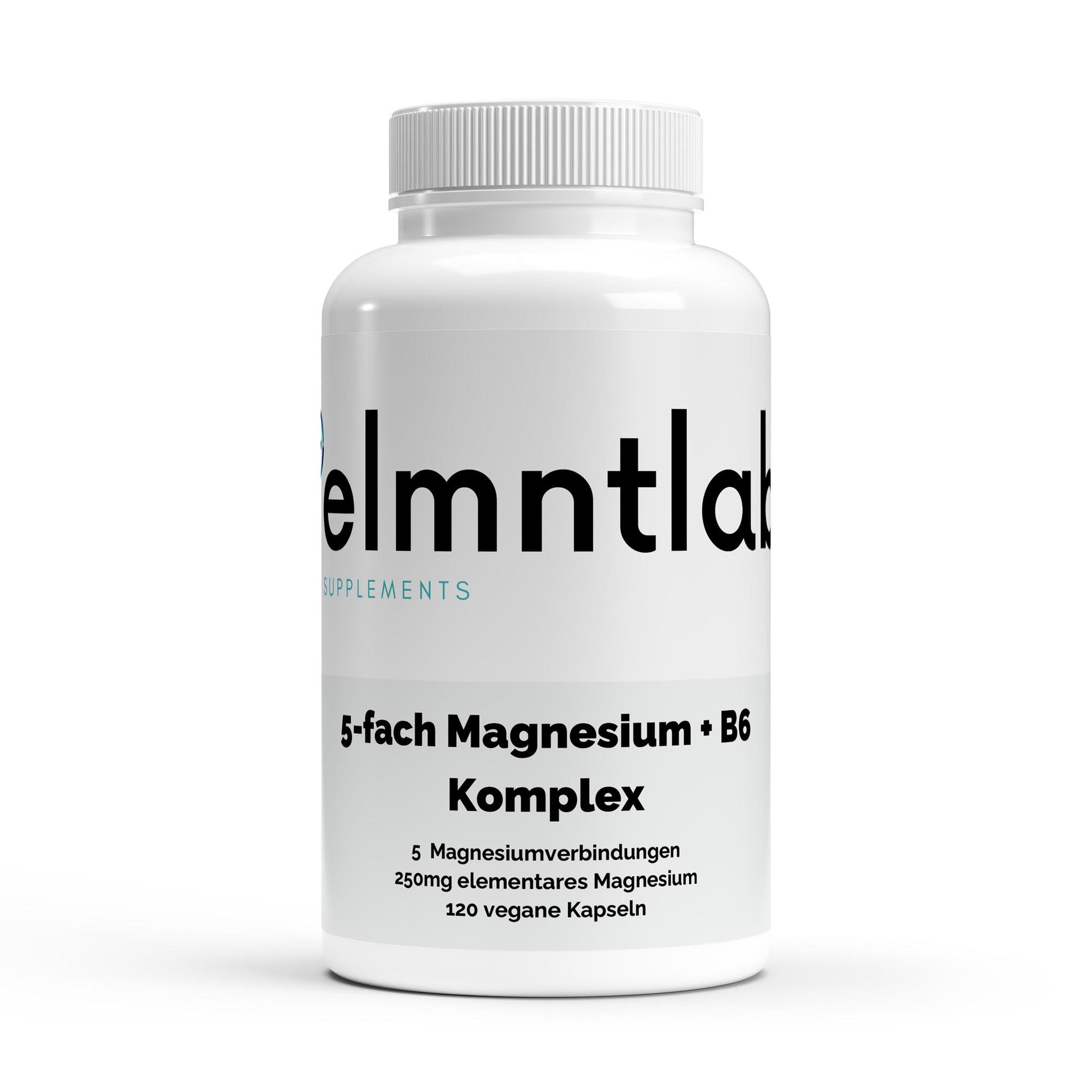 Magnesium 6x Komplex + B6 vegan 120 Kapseln – Frontansicht der Dose