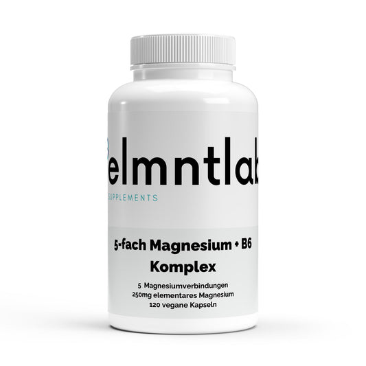 Magnesium 6x Komplex + B6 vegan 120 Kapseln – Frontansicht der Dose
