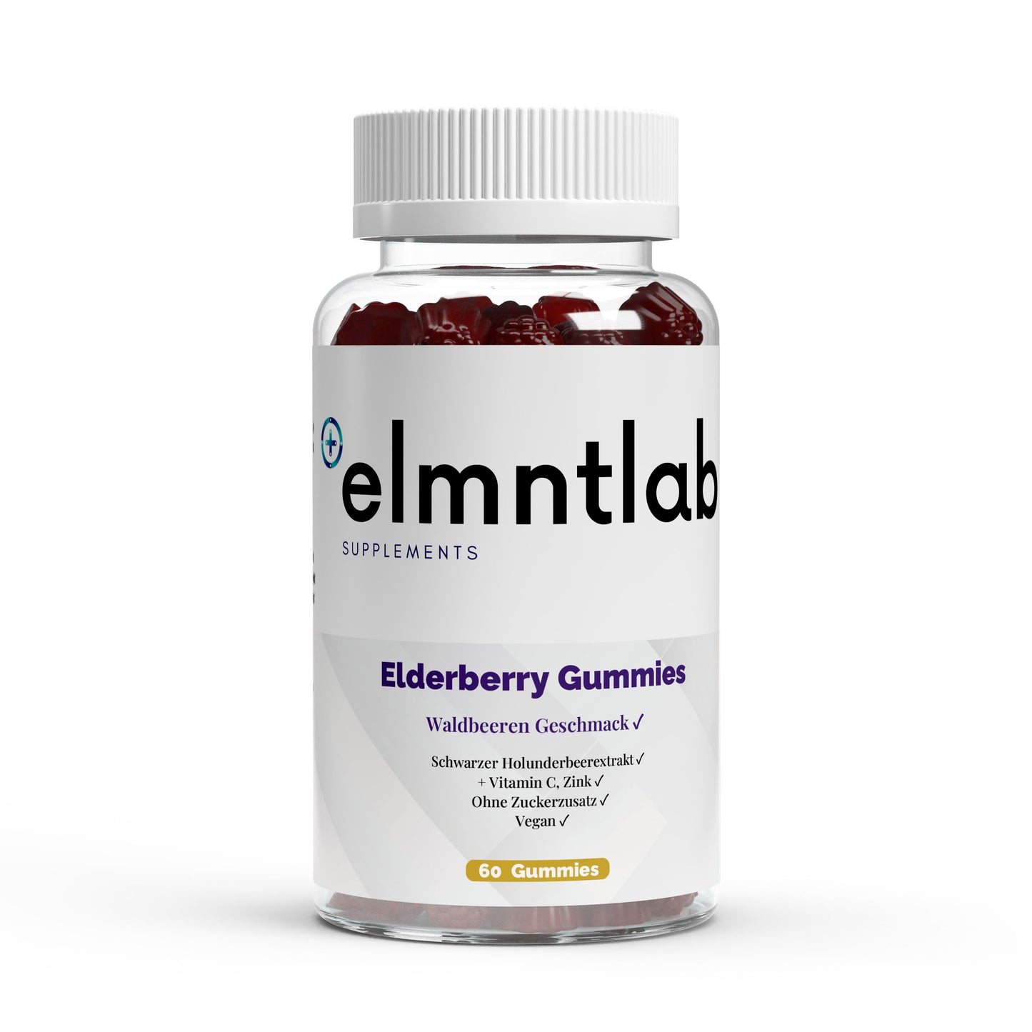 Elderberry Vitamin C Zink Gummies 60 Stück Immunsystem Holunderbeere
