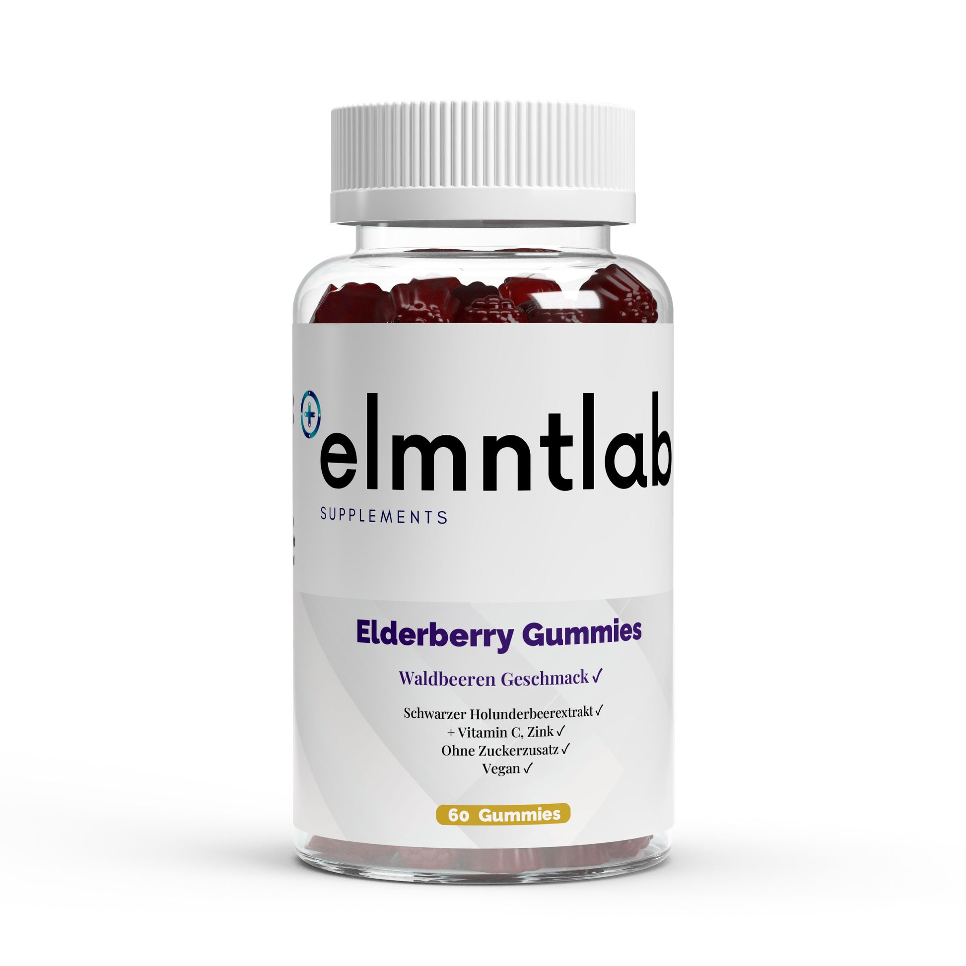 Elderberry Vitamin C Zink Gummies 60 Stück Immunsystem Holunderbeere
