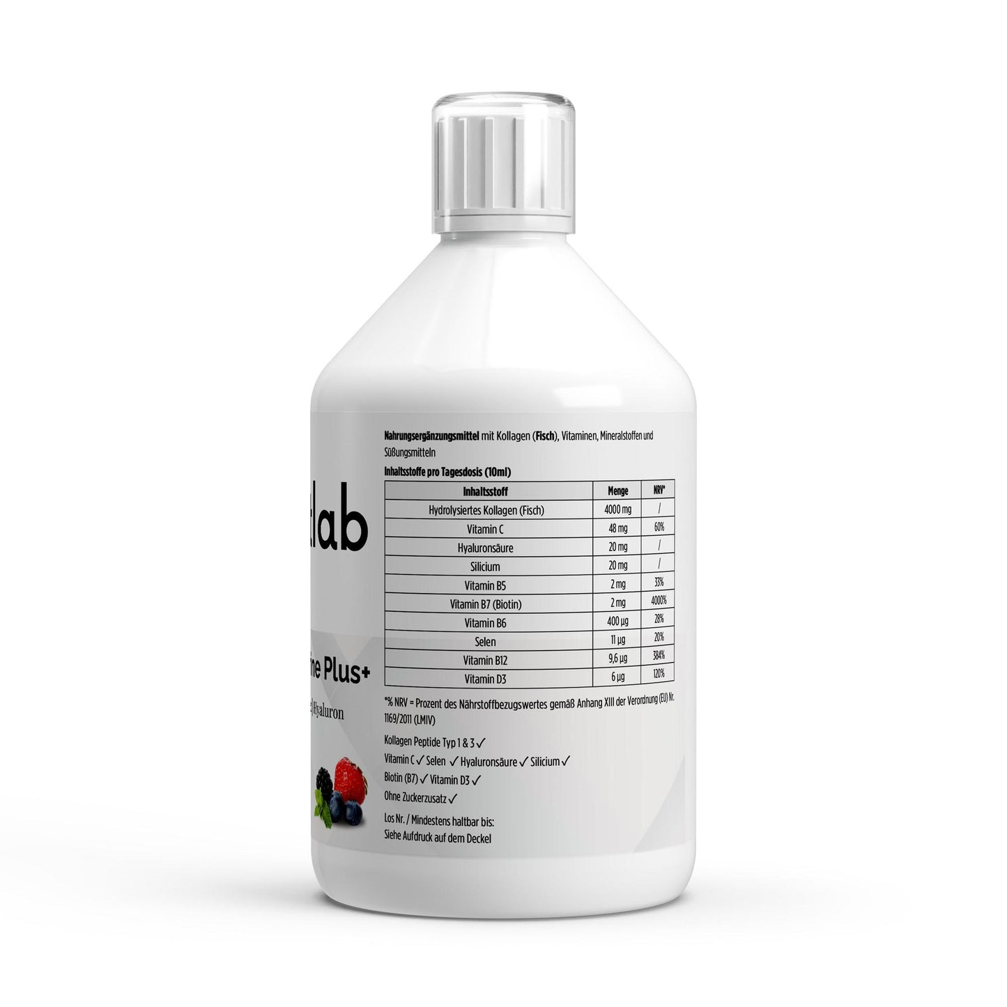Kollagen Marine Shots 1500 DA Wildbeere 500ml Haut Haare
