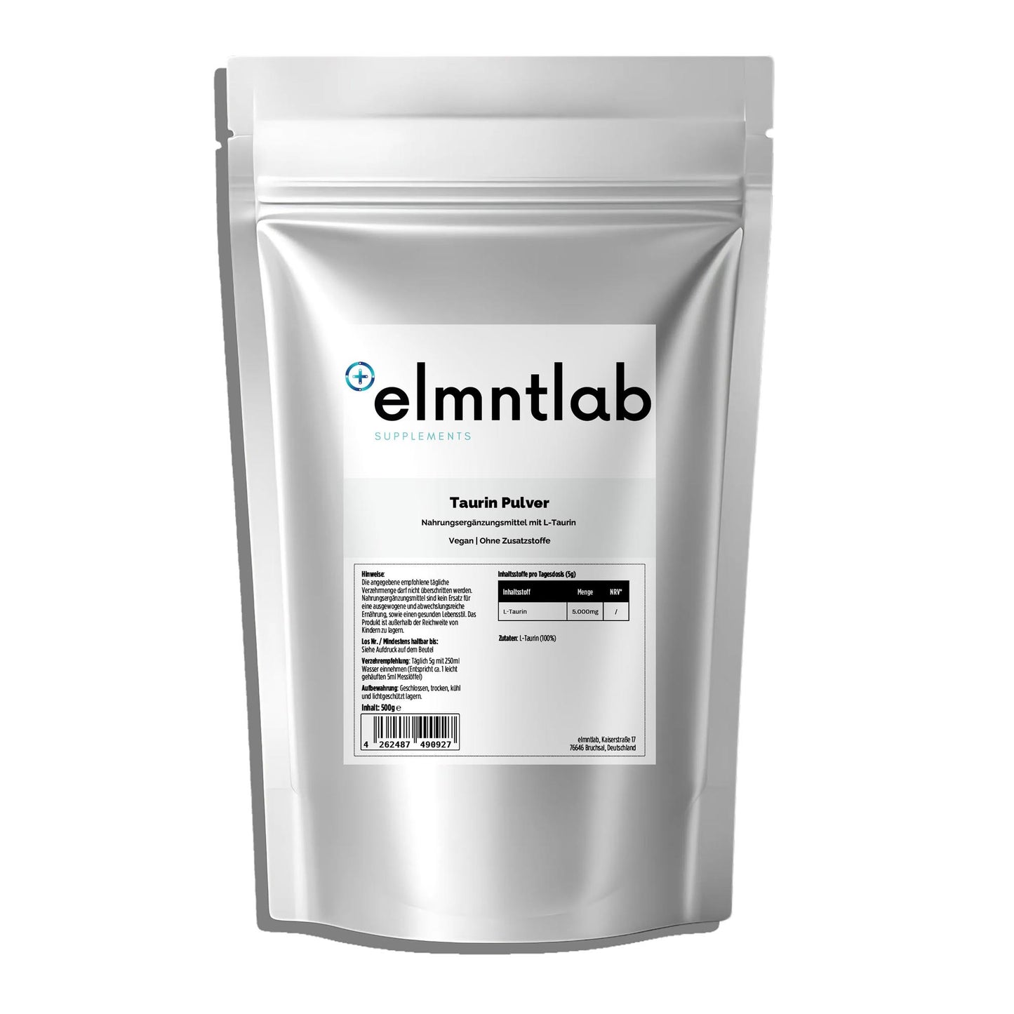 Taurin Pulver 500g Doypack Energie Leistung