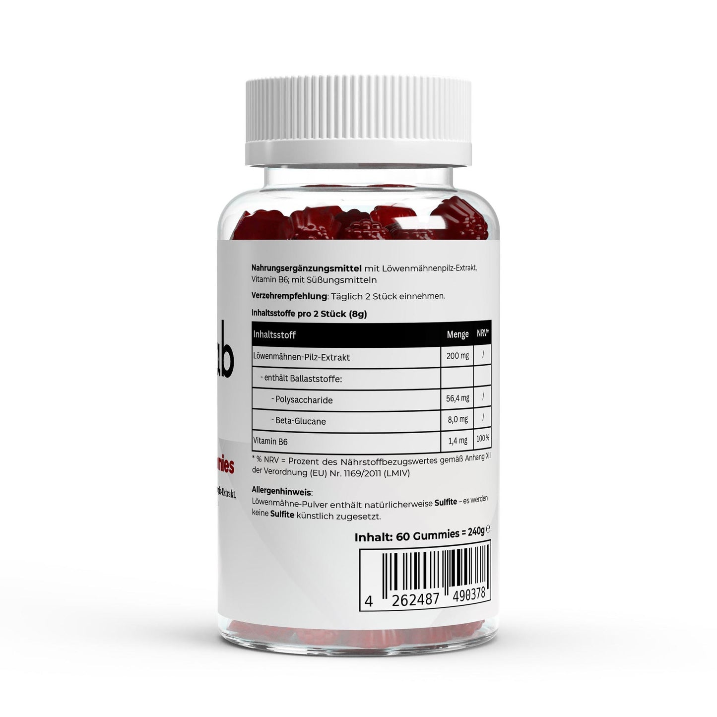 Löwenmähne Vitamin B6 Gummies 60 Stück Konzentration Fokus