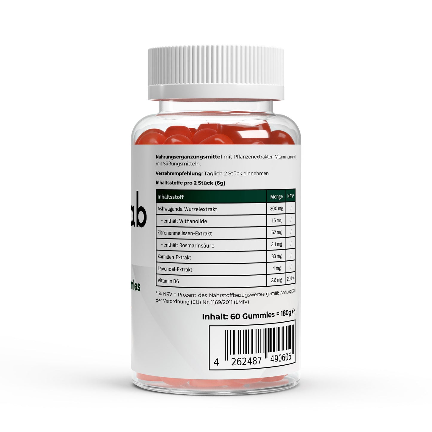 Premium Ashwagandha Gummies 300mg Vitamin B6 60 Stück Stressabbau