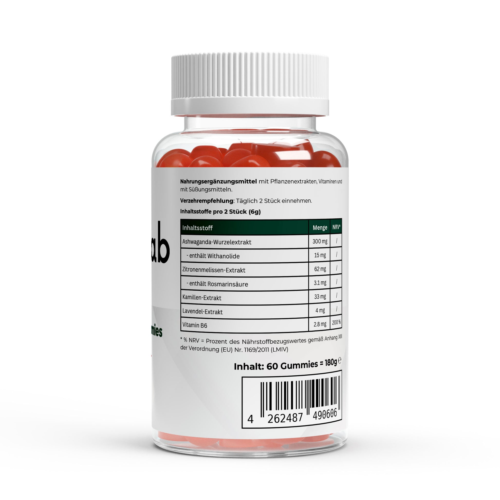 Premium Ashwagandha Gummies 300mg Vitamin B6 60 Stück Stressabbau