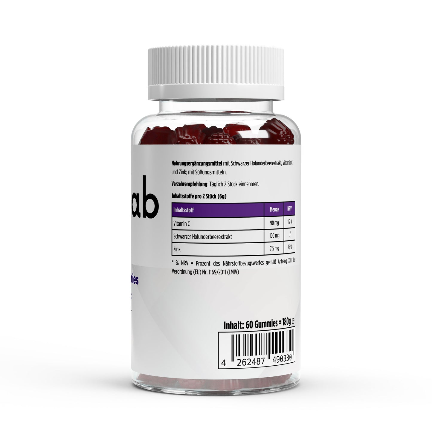 Elderberry Vitamin C Zink Gummies 60 Stück Immunsystem Holunderbeere