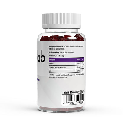 Elderberry Vitamin C Zink Gummies 60 Stück Immunsystem Holunderbeere