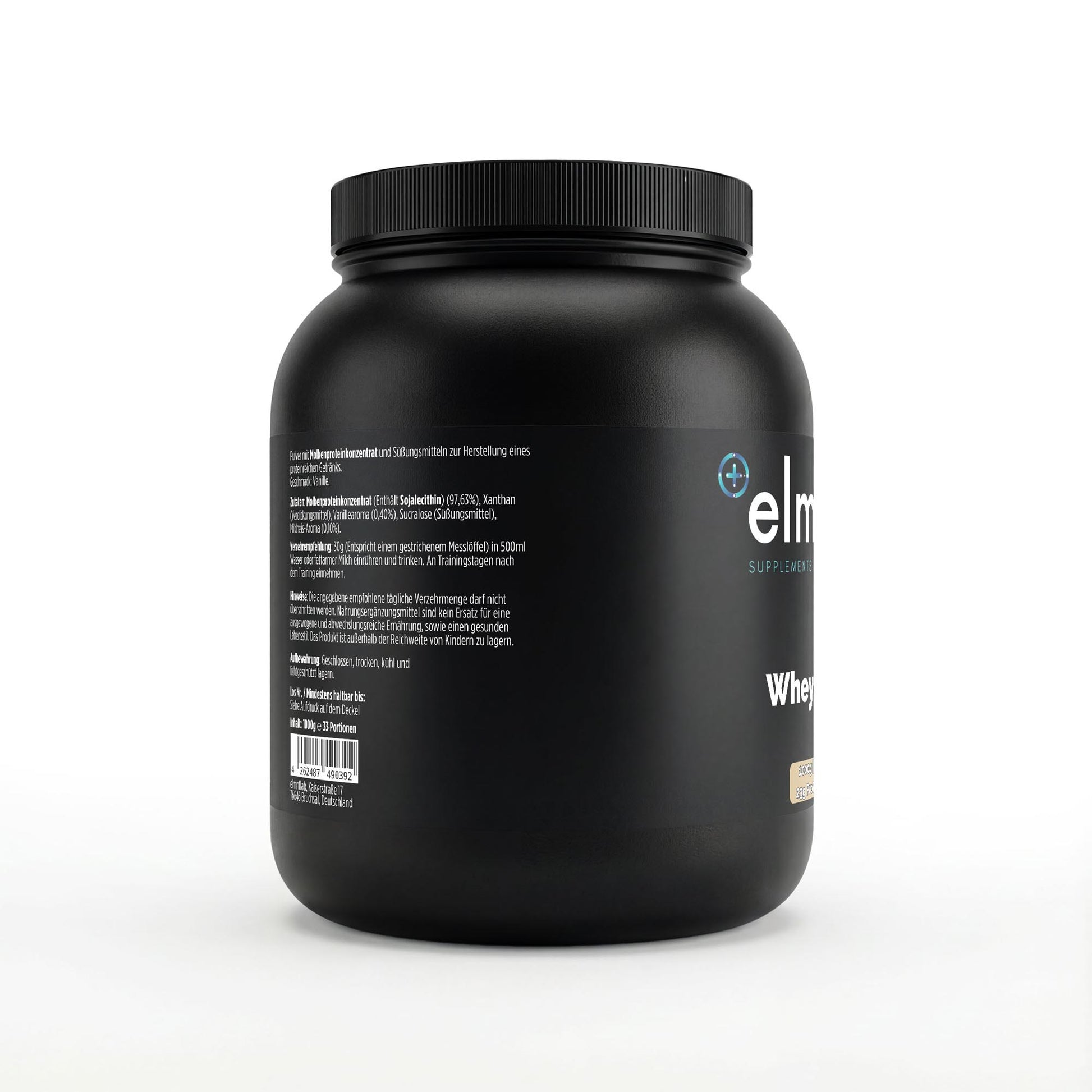 Premium Whey Protein Vanille 1kg Dose Molkenprotein