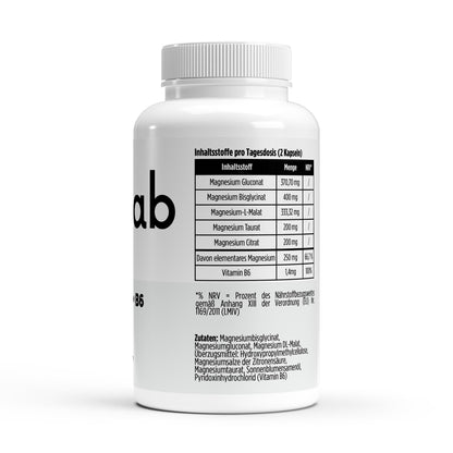 Magnesium 6x Komplex + B6 vegan 120 Kapseln – Nährwertangaben und Inhaltsstoffe