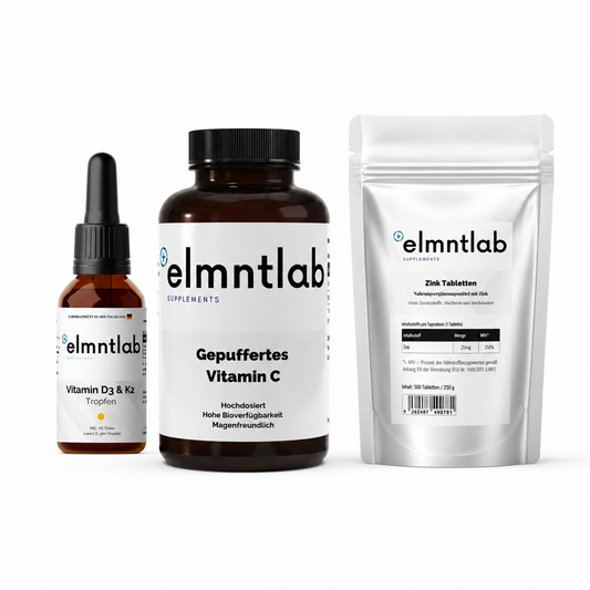 Immun-Boost Bundle: Vitamin D3+K2 Tropfen, Gepuffertes Vitamin C, Zink Tabletten