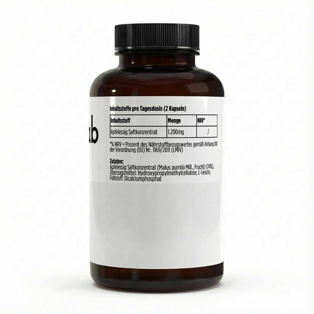 Vegane Apfelessig Extrakt Kapseln 600 mg von elmntlab, Flasche