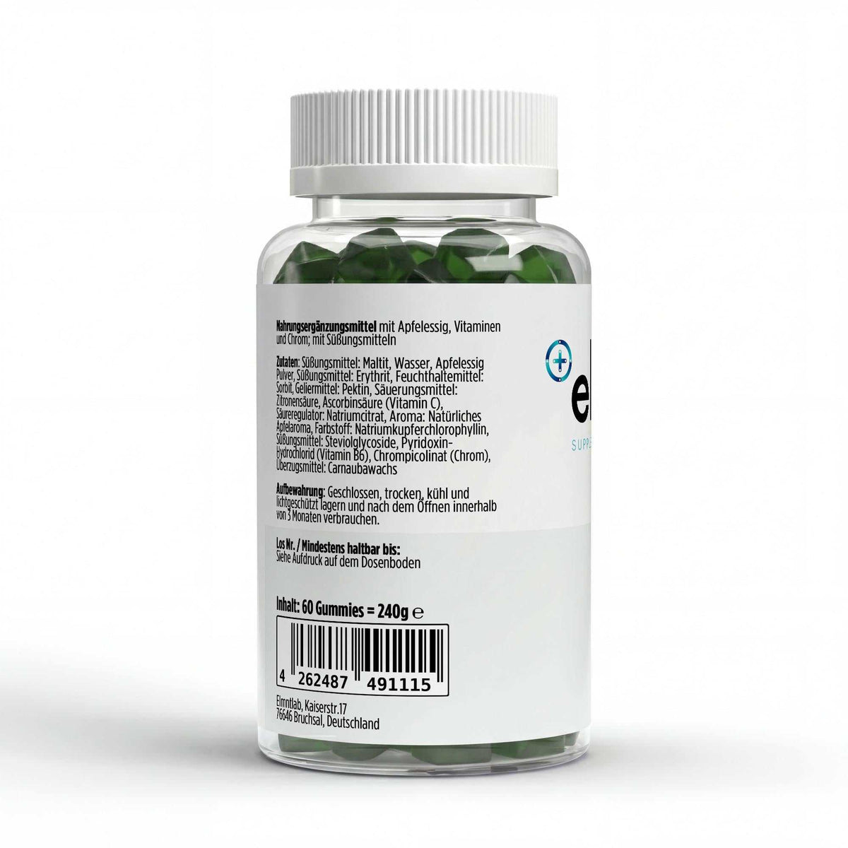 Elmntlab vegan apfelessig gummies with vitamin c b6 and chrom