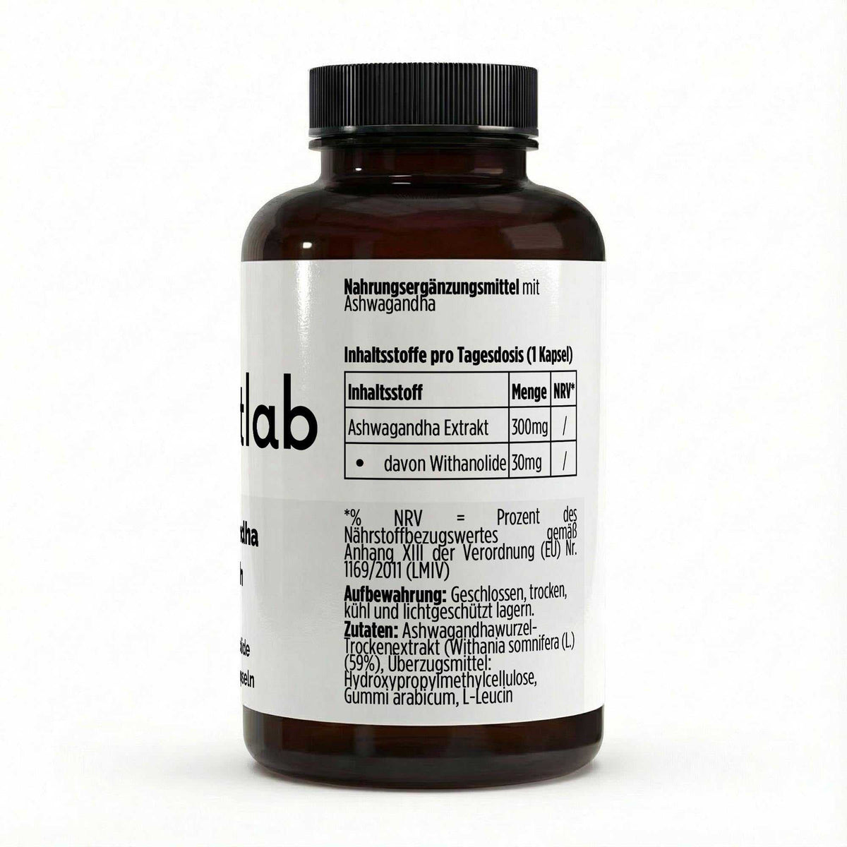 Ashwagandha 10% Withanolide vegane Kapseln von elmntlab, Flasche