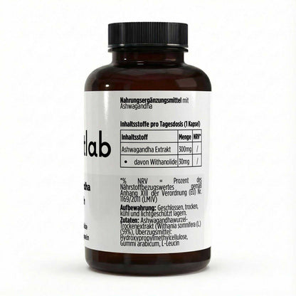 Ashwagandha 10% Withanolide vegane Kapseln von elmntlab, Flasche