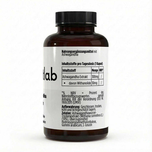 Ashwagandha 10% Withanolide vegane Kapseln von elmntlab, Flasche