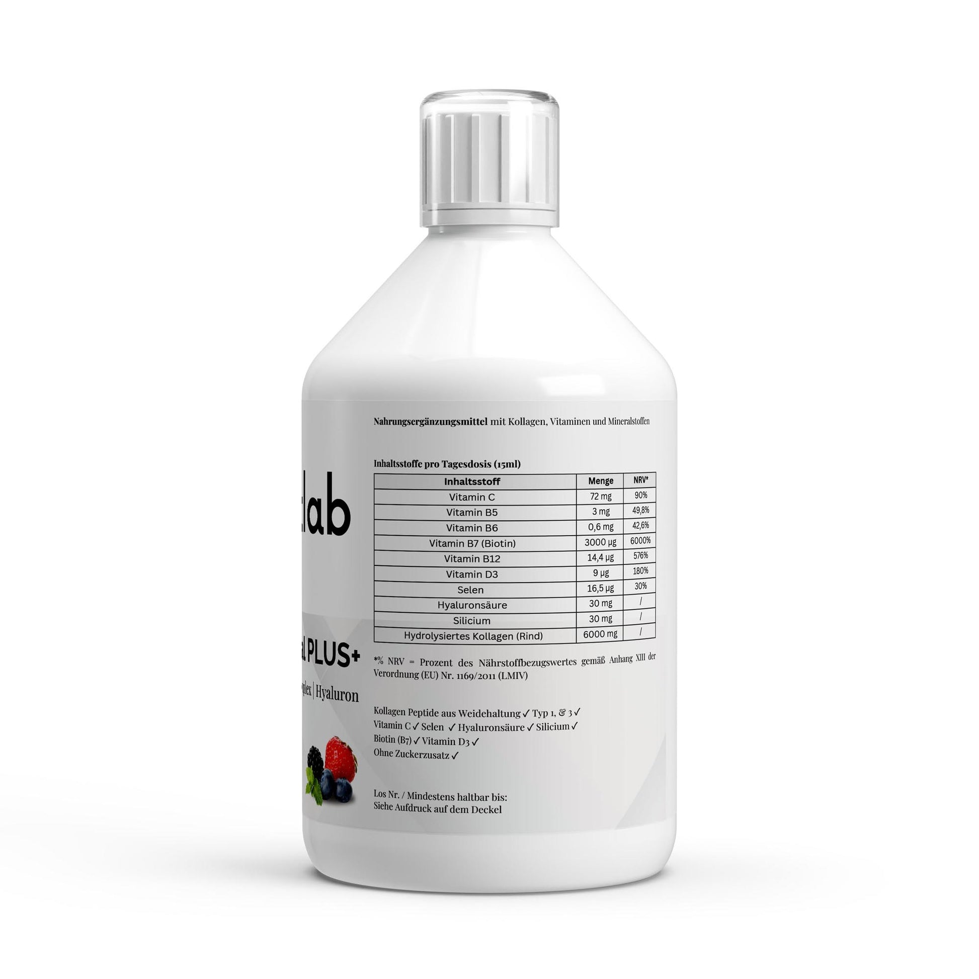Kollagen Vital Shots 1500 DA Wild Berry 500ml Haut Nägel