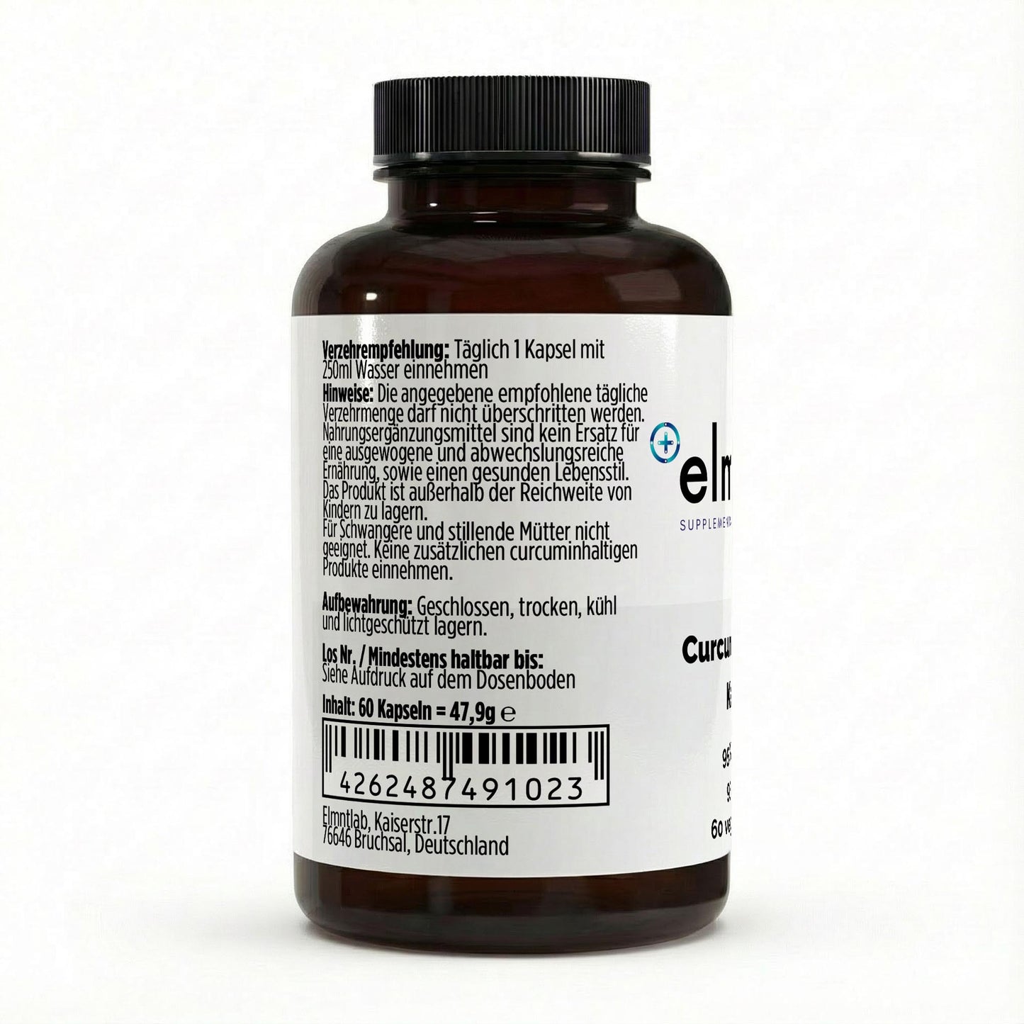  Curcuma 95 Prozent Curcumin Piperin 60 vegane Kapseln hochdosiert