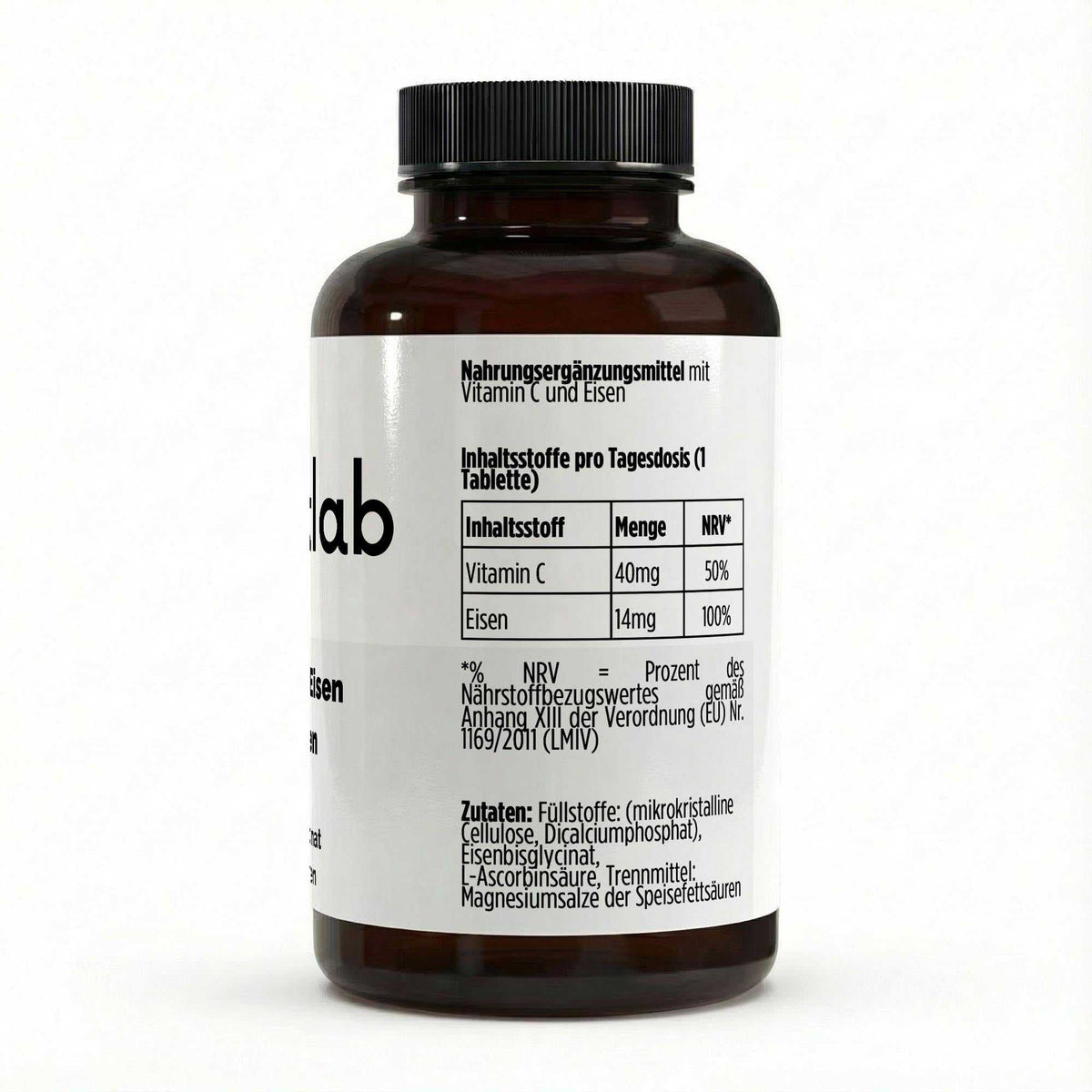 Vegane Eisen + Vitamin C Tabletten für Energie und Blutbildung