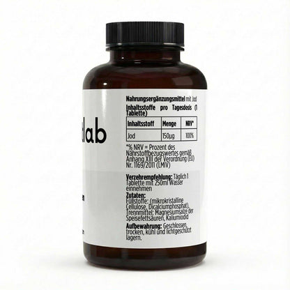 Jod vegan 180 Tabletten für Schilddrüse und Stoffwechsel von elmntlab