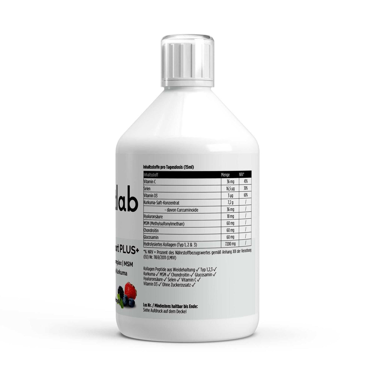 Kollagen Support PLUS+ flüssige Kollagen Shots Wild Berry, 500 ml