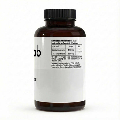 Vegane Kreatin Monohydrat Tabletten von elmntlab für Kraft und Performance