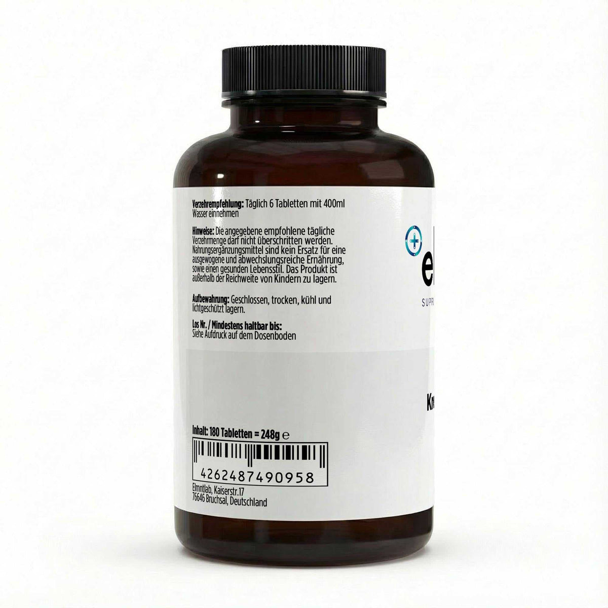 Kreatin Monohydrat 180 Tabletten vegan von elmntlab