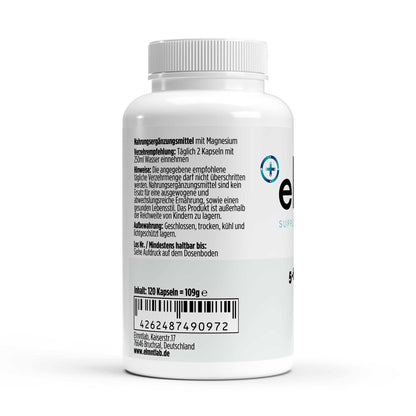 Magnesium 6x Komplex + B6, 120 vegane Kapseln von elmntlab