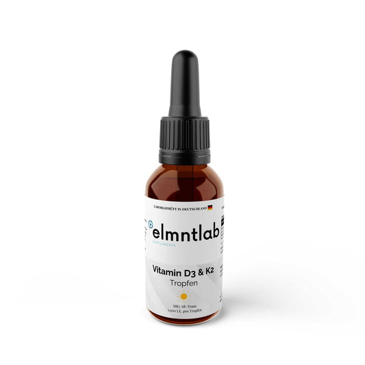 Vitamin D3 + K2 Tropfen 1000 IE in MCT-Öl von elmntlab, 50 ml Flasche